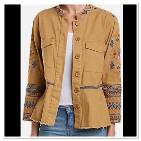 Johnny Was Jackets & Blazers - Johnny Was Amika Peplum Military Jacket Khaki Size Small